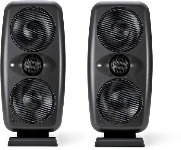 IK Multimedia iLoud MTM MKII Studio Monitor, Black, Pair, Main with all components Front