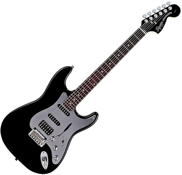 Squier Black and Chrome Fat Strat Electric Guitar, Black and Chrome