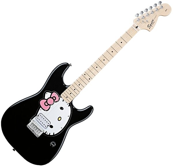 Squier Hello Kitty Stratocaster Electric Guitar, Black