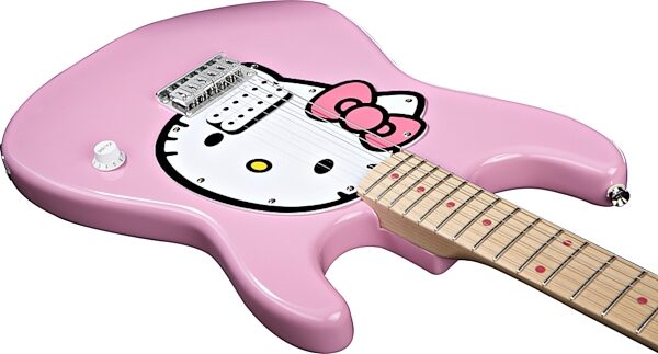 Squier Hello Kitty Stratocaster Electric Guitar, Pink Angle
