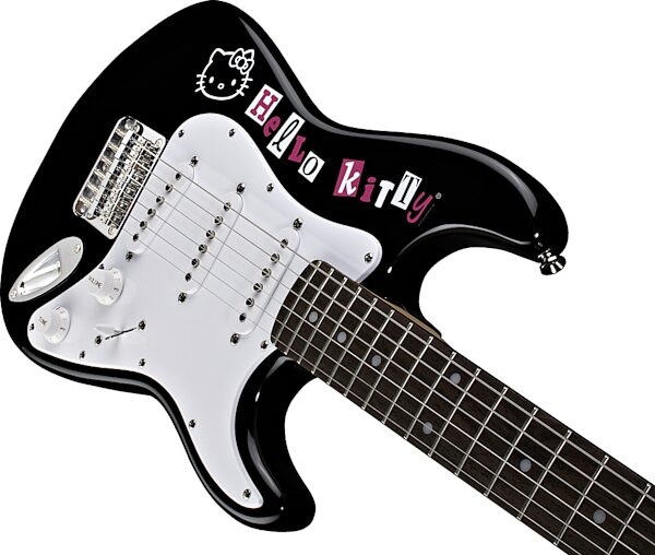 Squier Hello Kitty Mini Electric Guitar, Black Body