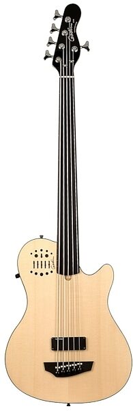 Godin A5 Ultra SA Fretless Electric Bass, 5-String (with Gig Bag), Natural