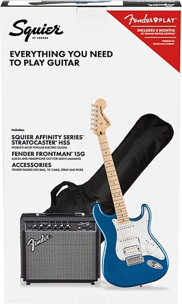 Squier Affinity Strat HSS Electric Guitar Pack, Maple Fingerboard, Action Position Back