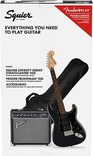 Squier Affinity Strat HSS Electric Guitar Pack, Maple Fingerboard, Action Position Back