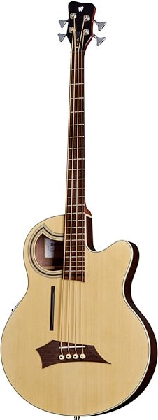 Warwick RockBass Alien Deluxe Thinline Acoustic-Electric Bass (with Gig Bag), Angled Front