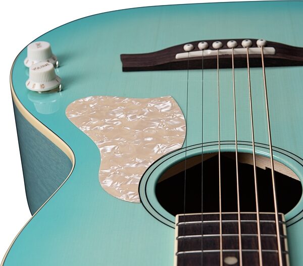 Godin Rialto Acoustic-Electric Guitar (with Gig Bag), Laguna Blue, Blemished, Action Position Back