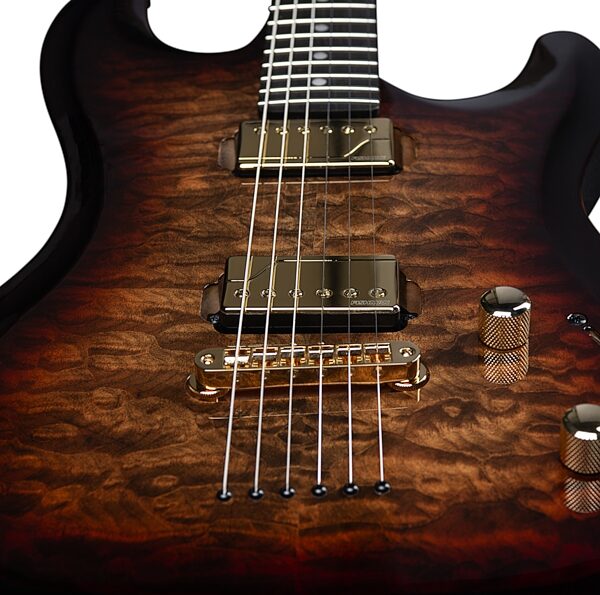 Godin Artisan ST-II EN Electric Guitar (with Case), Whiskey Burst, Action Position Back