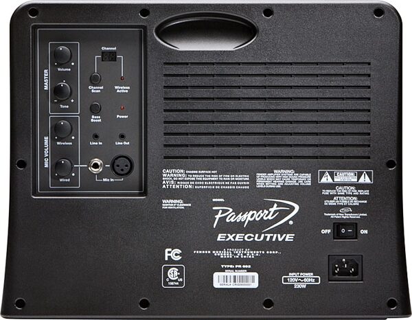 Fender Passport Executive PA Portable Sound System (with Wireless Microphone and Deluxe Carry Bag), Rear