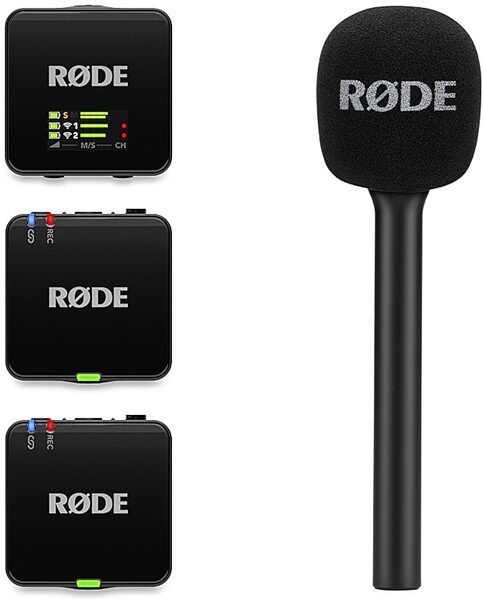 Rode Wireless GO III Compact Wireless Microphone System, Black, Bundle with Rode Interview GO Handheld Adapter, Bundle