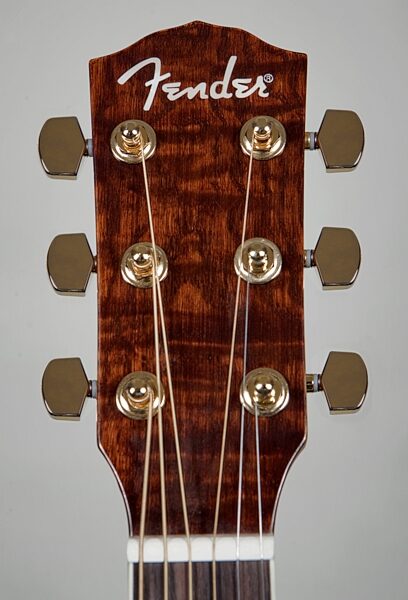Fender CD-220SCE Dreadnought Acoustic-Electric Guitar (Ash Burl Back and Sides), Headstock