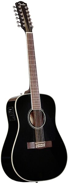 Fender CD-160SE Classic Design 12-String Acoustic-Electric Guitar, Black - Left