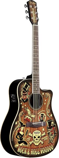 Fender T-Bucket 300CE Vince Ray Voodoo Acoustic-Electric Guitar, Angle