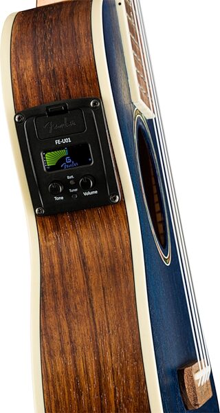 Fender Dhani Harrison Acoustic-Electric Ukulele (with Gig Bag), Action Position Back