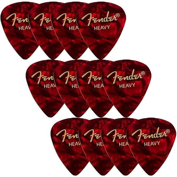 Fender 351 Classic Celluloid Pick (Heavy, 12 Pack), Red Moto, 12-Pack, Main