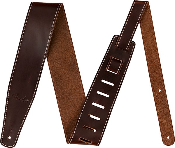 Fender Broken-In Leather Strap, Brown, Action Position Back