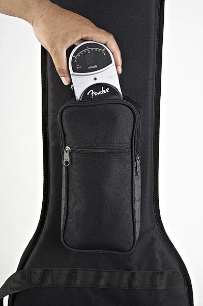Fender Deluxe Gig Bag for Electric Bass Guitar, Closeup Action Shot 2