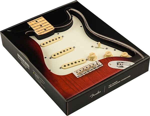 Fender Pre-Wired '59 Strat Pickguard, 11 Hole Parchment, Action Position Back