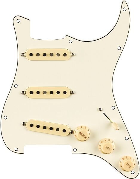 Fender Pre-Wired '59 Strat Pickguard, 11 Hole Parchment, Action Position Back