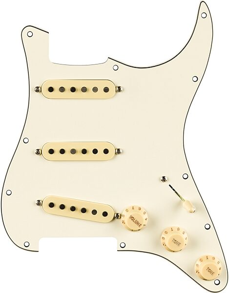 Fender Pre-Wired '59 Strat Pickguard, 11 Hole Parchment, Action Position Back