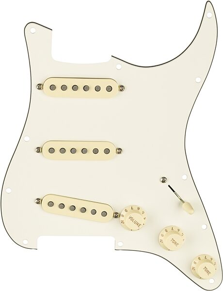 Fender Pre-Wired Stratocaster Pickguard, Tex-Mex SSS, Tex-Mex Parchment, Action Position Back