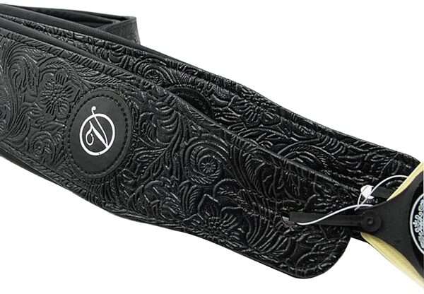Vorson Premium Embossed Leather Guitar Strap, Black, View 1