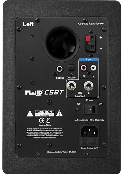 Fluid Audio C5BT Powered Bluetooth Studio Monitors, Rear