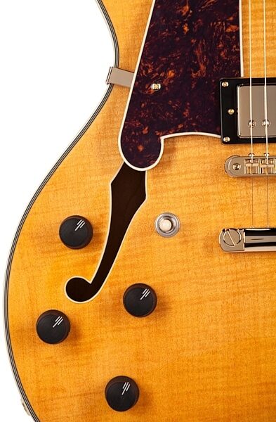 D'Angelico EX-DC Semi-Hollowbody Electric Guitar, Left-Handed, Natural - Closeup