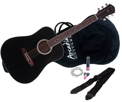 Arcadia DL36 1/2-Size Acoustic Guitar Package, ARC DL36BK PAK