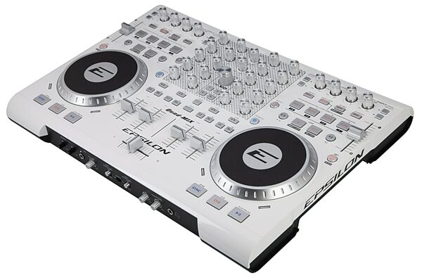 Epsilon Quad-Mix Professional DJ Controller and Audio Interface, White Angle 1