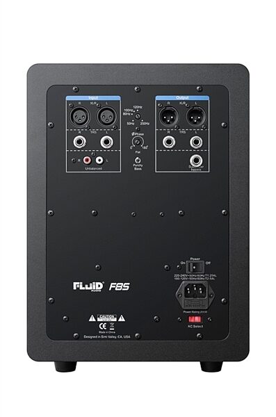 Fluid Audio F8S Powered Studio Subwoofer, Warehouse Resealed, Rear