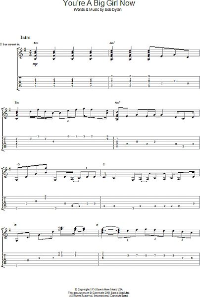You're A Big Girl Now - Guitar TAB, New, Main