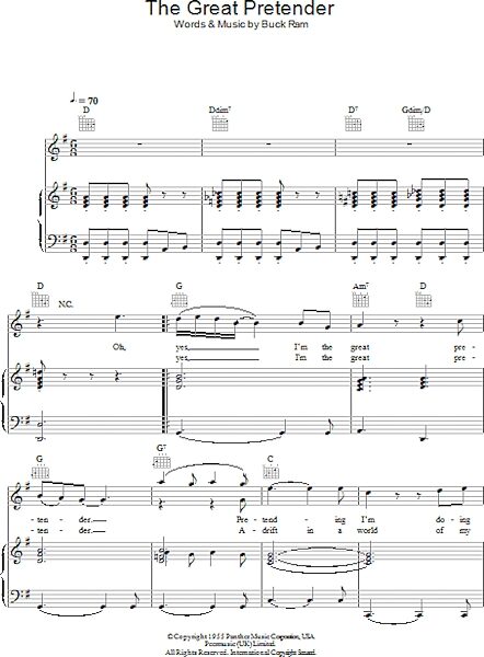 The Great Pretender - Piano/Vocal/Guitar, New, Main