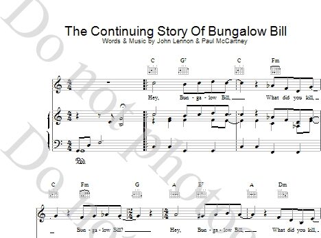 The Continuing Story Of Bungalow Bill - Piano/Vocal/Guitar, New, Main
