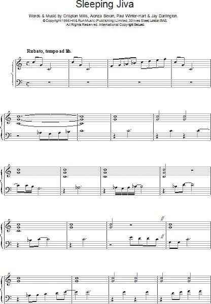 Sleeping Jiva - Piano/Vocal/Guitar, New, Main