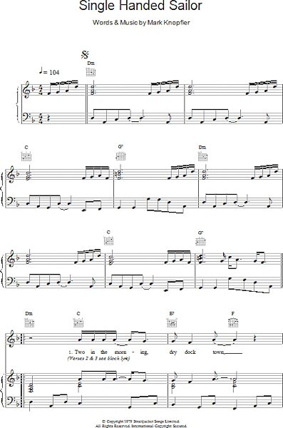 Single Handed Sailor - Piano/Vocal/Guitar, New, Main