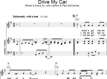 Drive My Car - Piano/Vocal/Guitar, New, Main