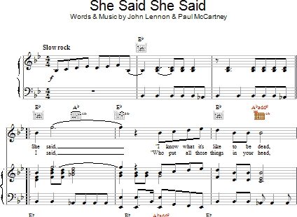 She Said She Said - Piano/Vocal/Guitar, New, Main