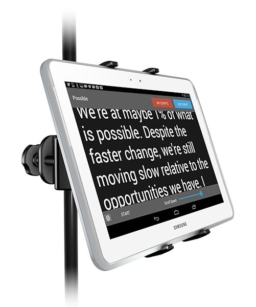 IK Multimedia iKlip XPand Mic Stand Tablet Mount, In Use - Angle