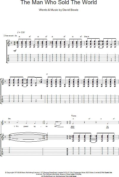 The Man Who Sold The World - Guitar TAB, New, Main