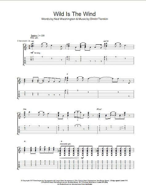 Wild Is The Wind - Guitar TAB, New, Main