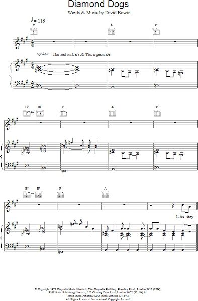 Diamond Dogs - Piano/Vocal/Guitar, New, Main