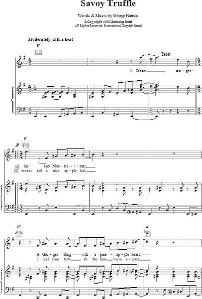 Savoy Truffle - Piano/Vocal/Guitar, New, Main
