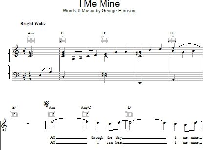 I Me Mine - Piano/Vocal/Guitar, New, Main