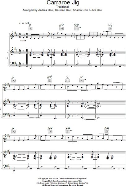 Carraroe Jig - Piano/Vocal/Guitar, New, Main