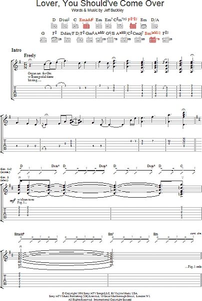Lover, You Should've Come Over - Guitar TAB, New, Main