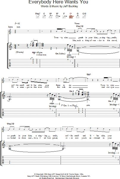Everybody Here Wants You - Guitar TAB, New, Main