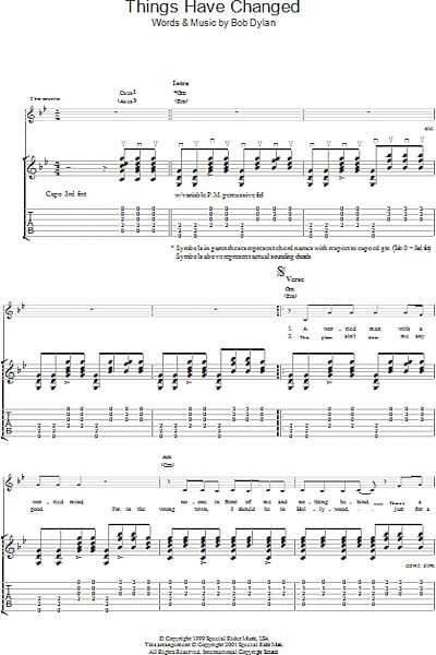 Things Have Changed - Guitar TAB, New, Main