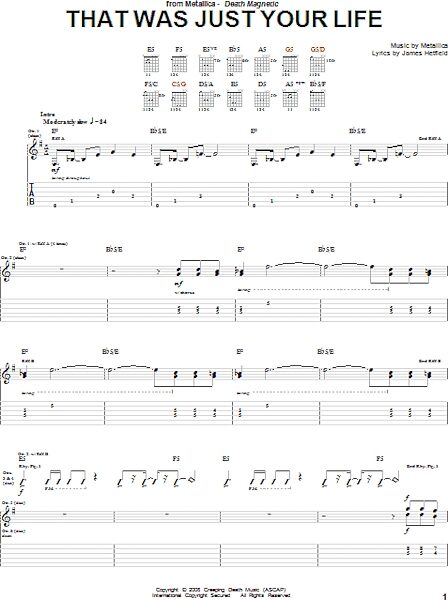 That Was Just Your Life - Guitar TAB, New, Main