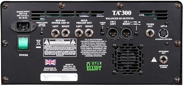Trace Elliot TA-300 Acoustic Guitar Amplifier, Rear