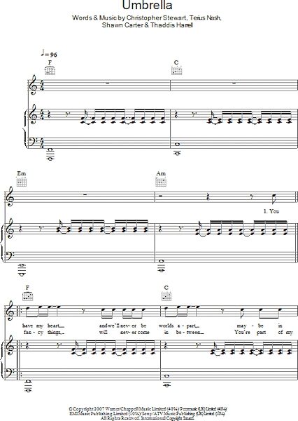 Umbrella - Piano/Vocal/Guitar, New, Main